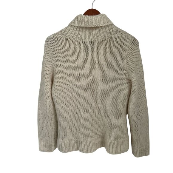 Lauren Ralph Lauren Lambswool Hand Cable Knit Shawl Collar Sweater Cream Size M - Picture 7 of 9